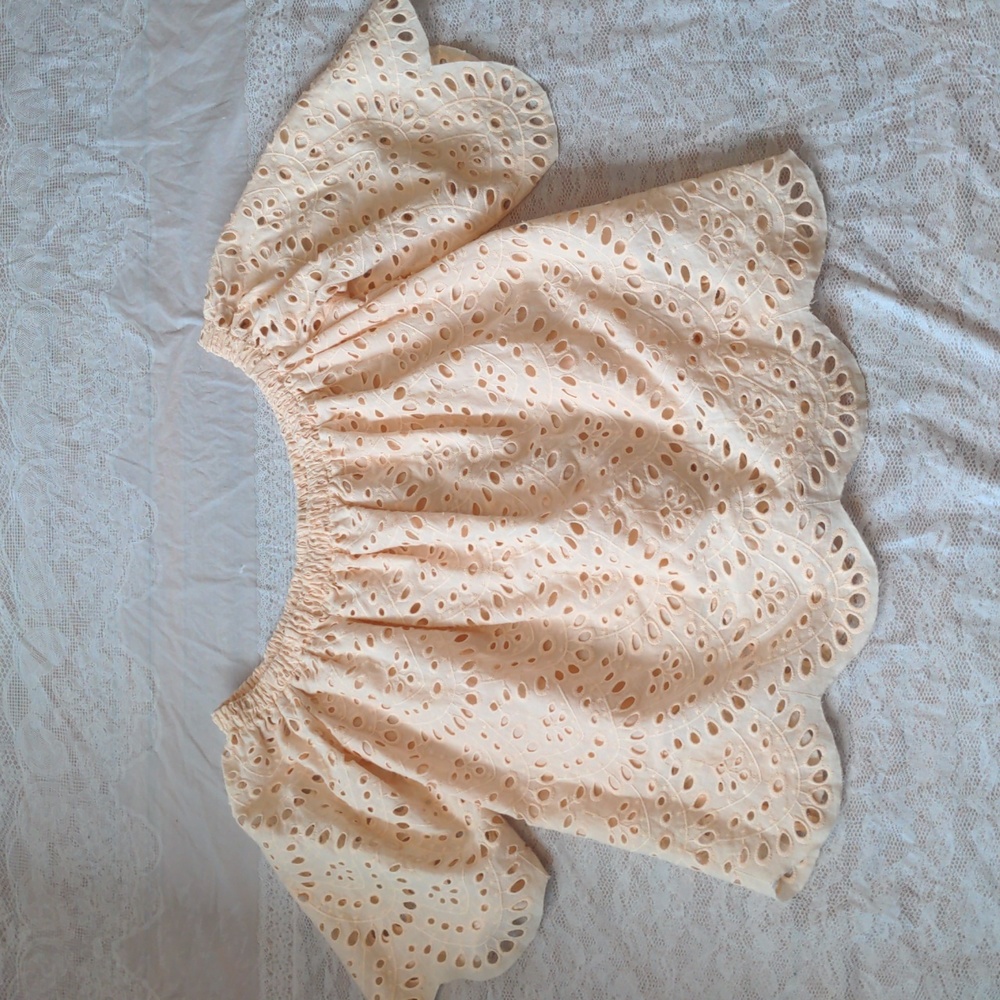 Ministry Of Style Eyelet Peach Boho Peasant Top Size 4